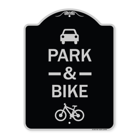Signmission Park & Ride With Bicycle Graphic Heavy-Gauge Aluminum Architectural Sign, 24" x 18", BS-1824-23499 A-DES-BS-1824-23499